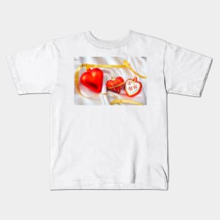 Three Red Christmas Hearts Kids T-Shirt